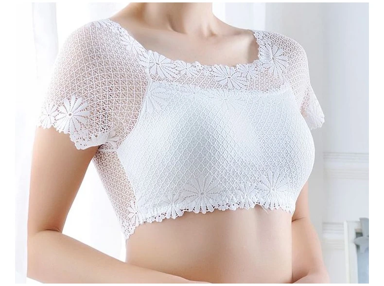 Women’s Lace Short Sleeve Padded Bra Top – Soft & Comfortable Innerwear